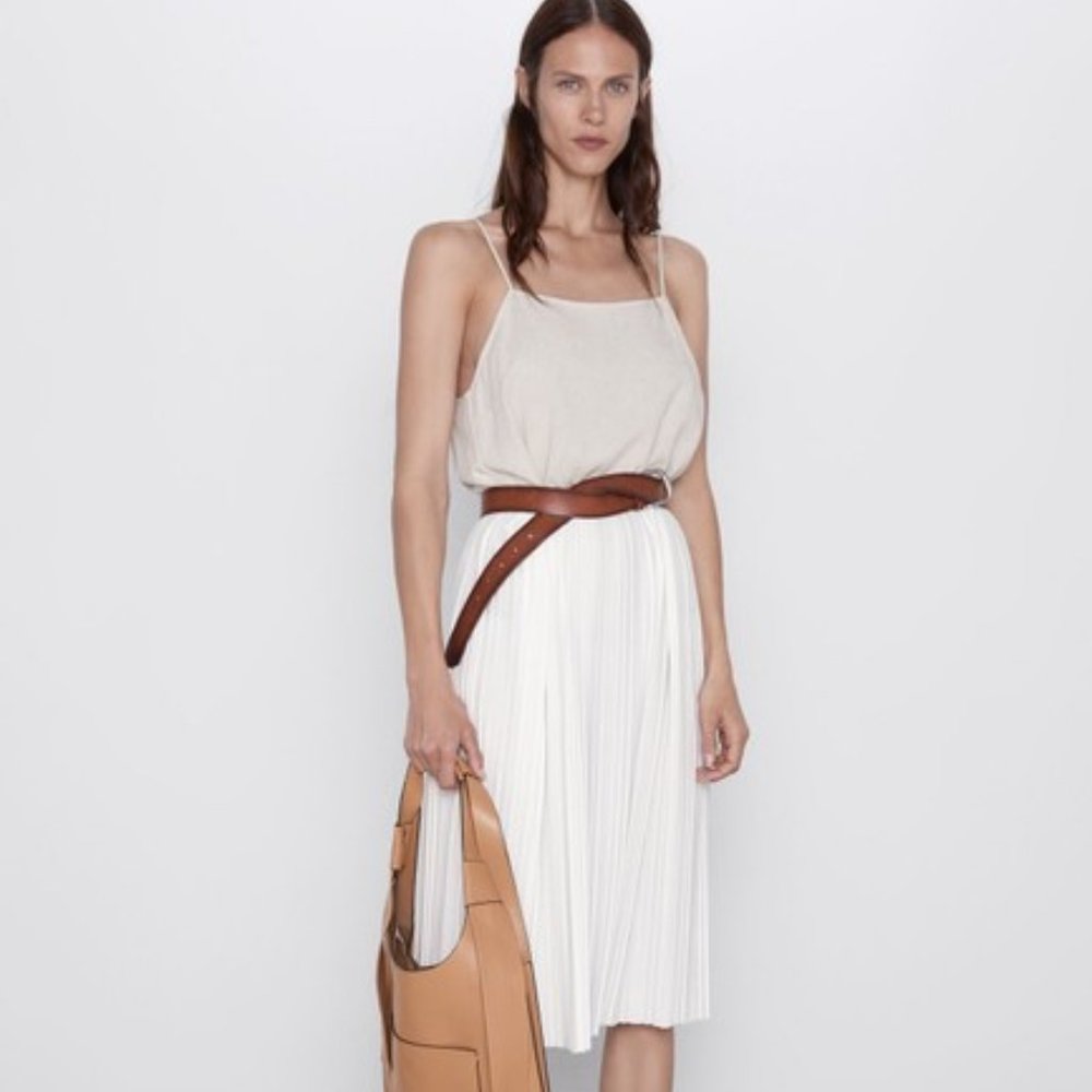 Zara Pleated Contrasting Strappy Dress